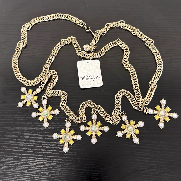 Free People Betrothed Renaissance Chain Belt Yellow/Gold Size 2-12 NWT - Picture 4 of 9